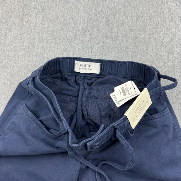 Hollister Pants Womens XS Blue Low Rise Super Baggy Wide Leg Drawstring Y2K NWT - Picture 6 of 14